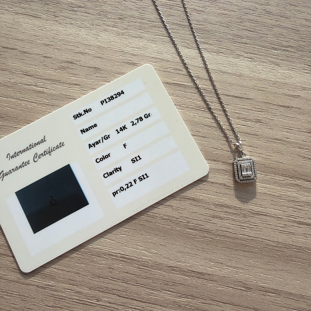14K White Gold Diamond Pendant Necklace • 0.22ct F/SI1 • New
